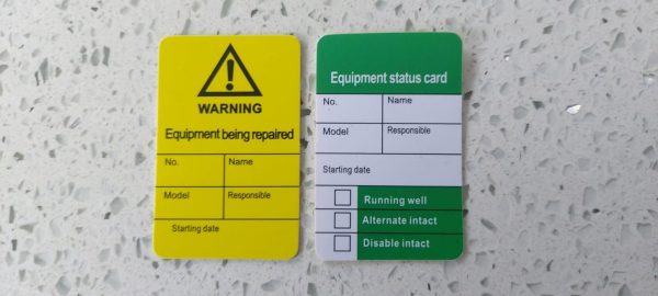 Micro Tag inserts - Equipment Status Card