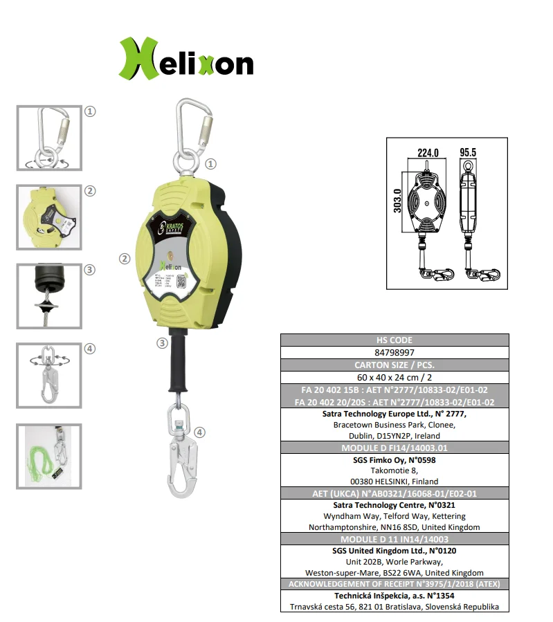 FA 20 402 20 – 20m Helixon Wire Rope Fall Arrest Block 2 20