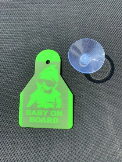 Baby on Board Warning Midi Rubber Tags Printing