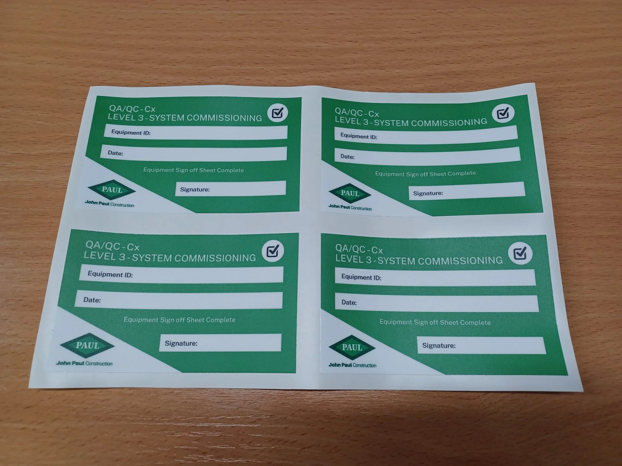 Level 3 - System Commissioning Label 2 lable 2