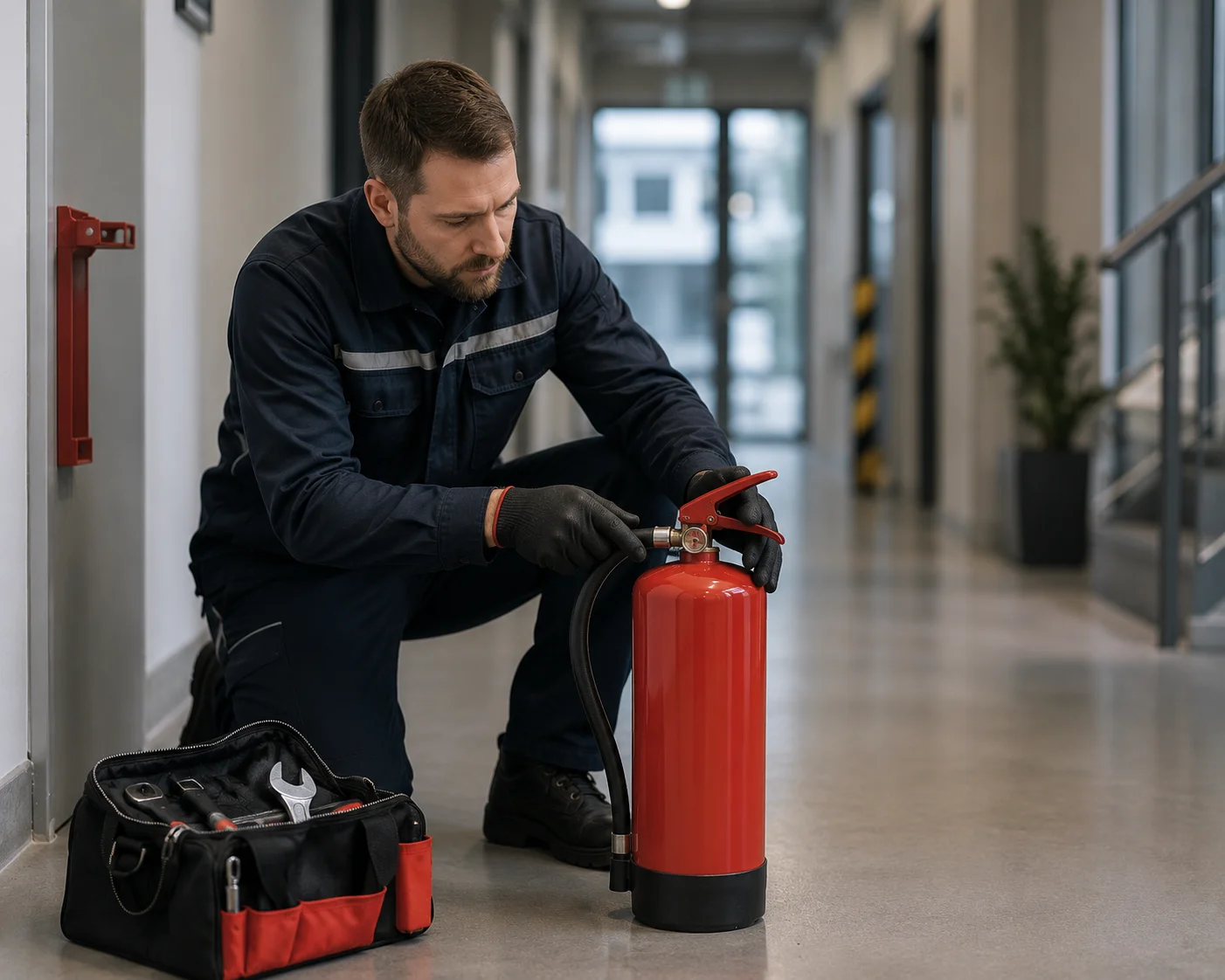 Competent person servicing a workplace fire extinguisher