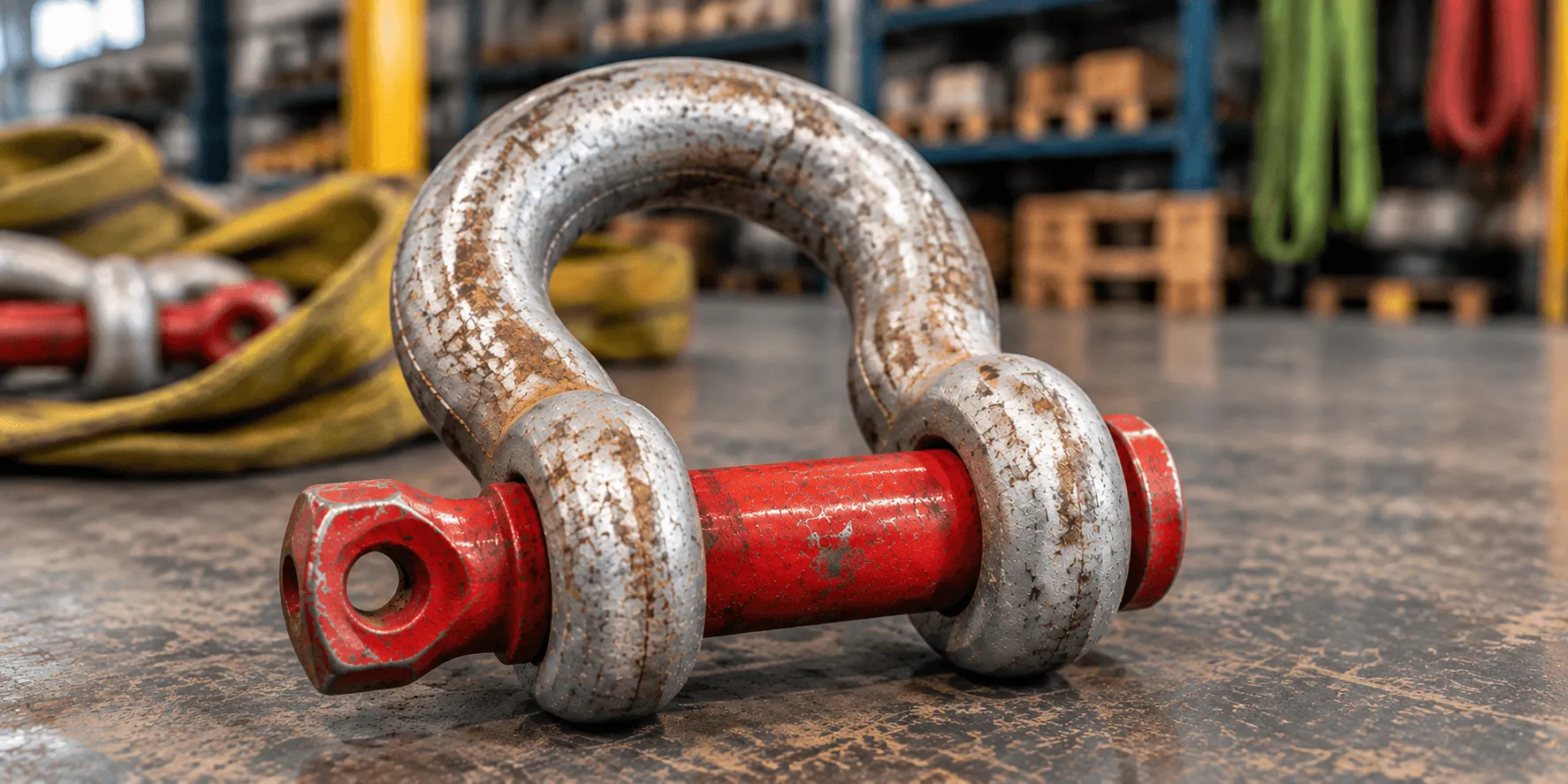 Reject criteria for slings, shackles and chains 4 Damaged shackle with a non-original pin